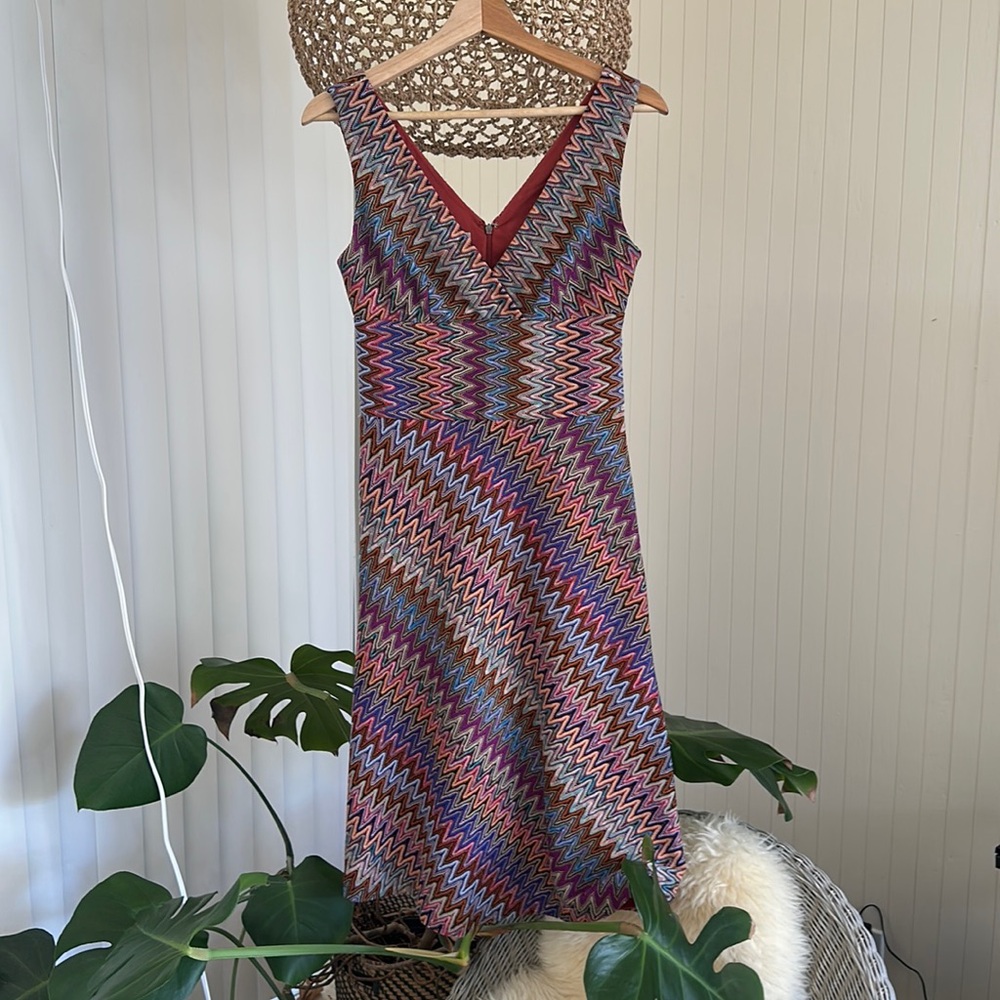 Kay Unger Missoni inspired fabric cocktail dress